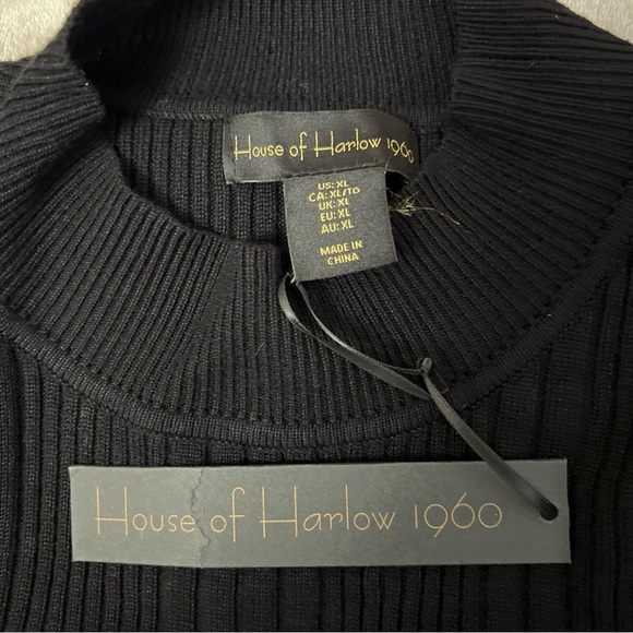 House of Harlow 1960 Black Bodycon Ribbed Cutout Hem Slit Midi Dress Size XL - Picture 7 of 12